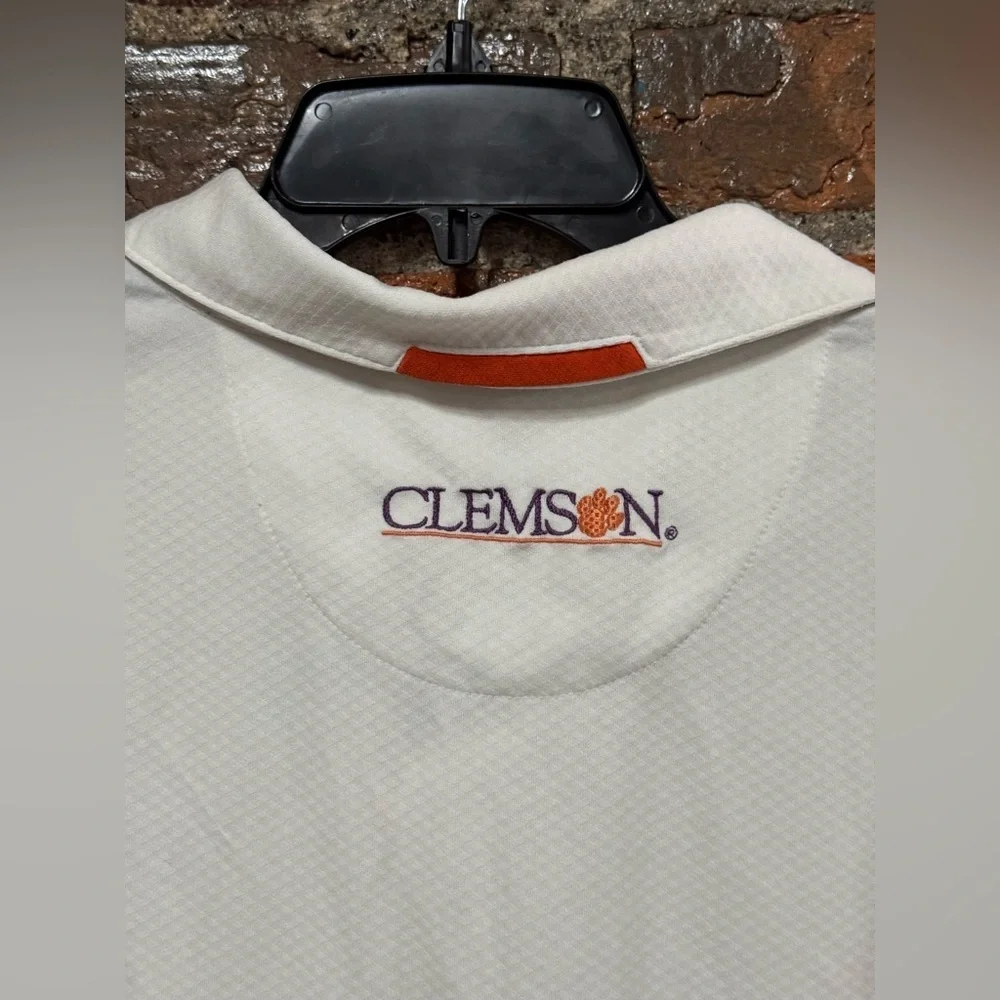 Nike Men's Clemson Polo Shirt in White and Orange Size Extra Large
